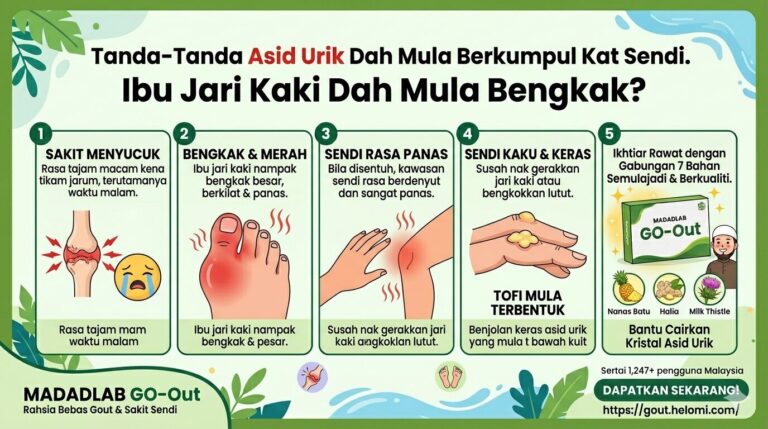Tanda-Tanda Asid Urik Dah Mula Berkumpul Kat Sendi. Ibu Jari Kaki Dah Mula Bengkak?